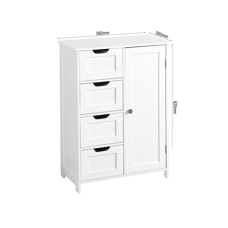 CRO Decor White Bathroom Storage Cabinet Floor Cabinet with Adjustable Shelf
