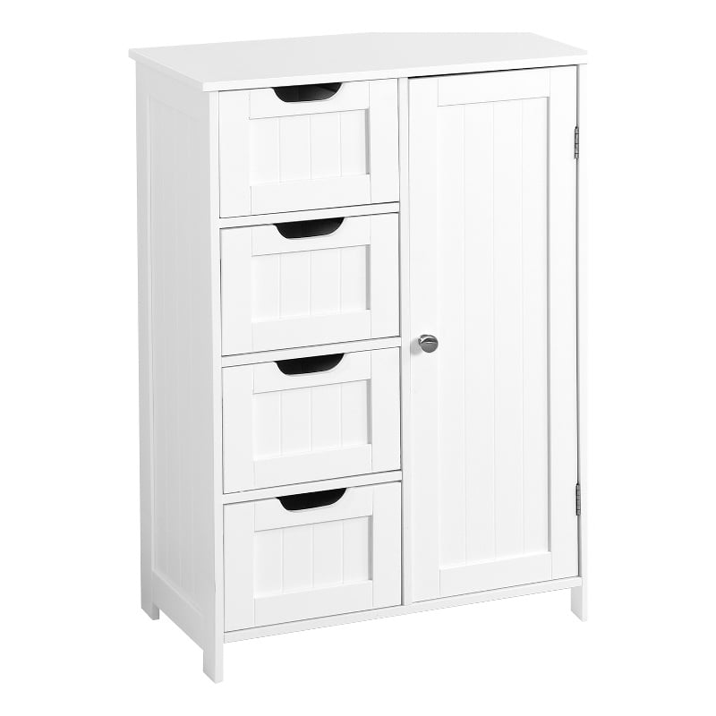 CRO Decor White Bathroom Storage Cabinet Floor Cabinet with Adjustable Shelf