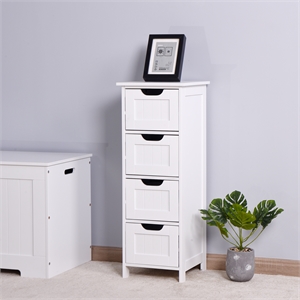 CRO Decor White Bathroom Storage Cabinet Freestanding Cabinet with Drawers