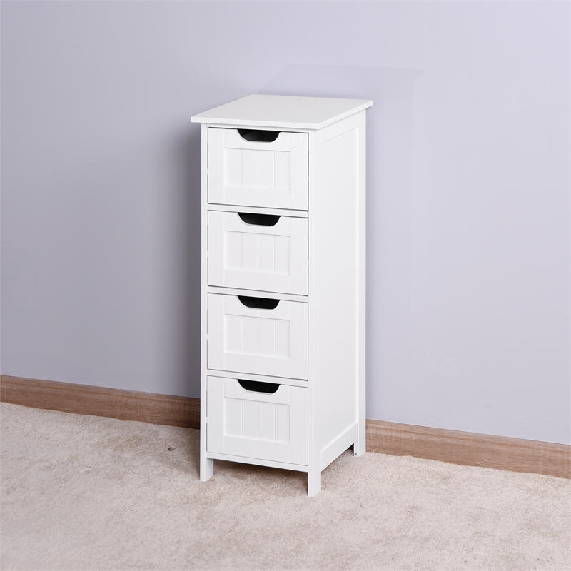 CRO Decor White Bathroom Storage Cabinet Freestanding Cabinet with Drawers