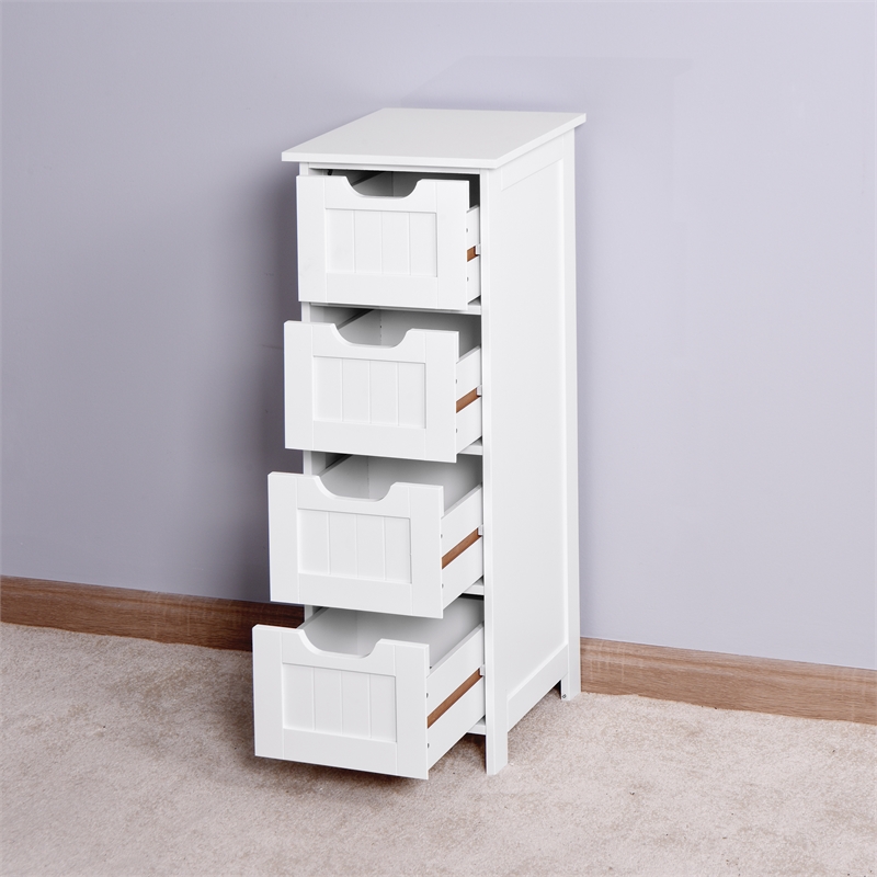 CRO Decor White Bathroom Storage Cabinet Freestanding Cabinet with Drawers