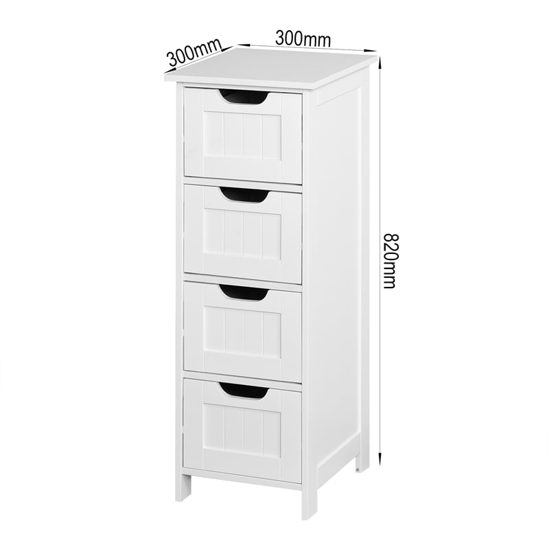 CRO Decor White Bathroom Storage Cabinet Freestanding Cabinet with Drawers
