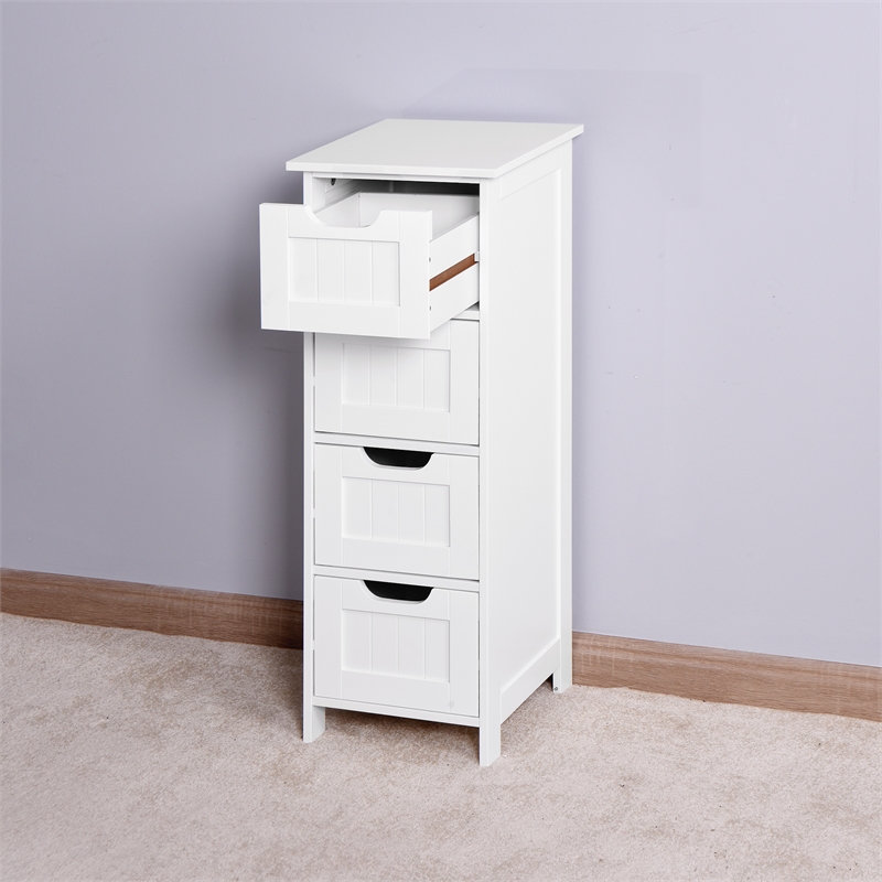 CRO Decor White Bathroom Storage Cabinet Freestanding Cabinet with Drawers