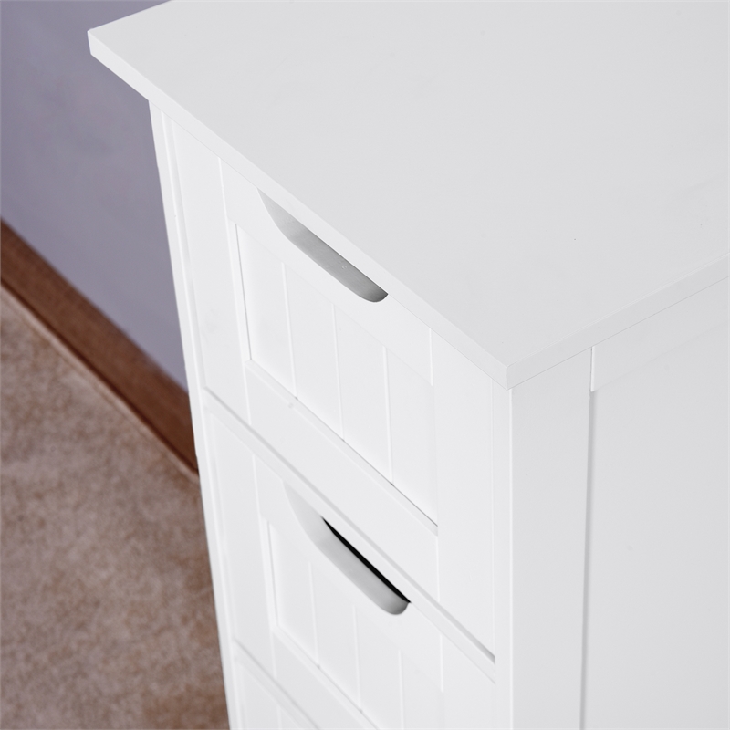 CRO Decor White Bathroom Storage Cabinet Freestanding Cabinet with Drawers