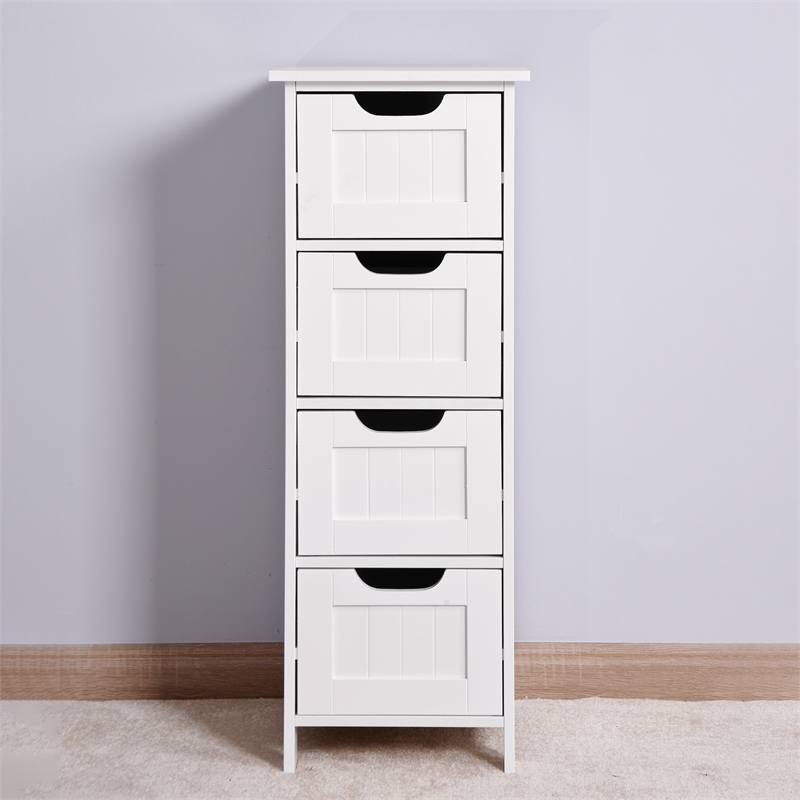 CRO Decor White Bathroom Storage Cabinet Freestanding Cabinet with Drawers