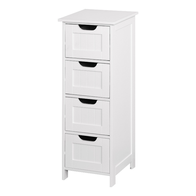 CRO Decor White Bathroom Storage Cabinet Freestanding Cabinet with Drawers