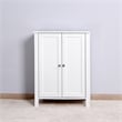 CRO Decor Bathroom Floor Storage Cabinet with Double Door Adjustable Shelf White
