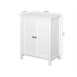 CRO Decor Bathroom Floor Storage Cabinet with Double Door Adjustable Shelf White