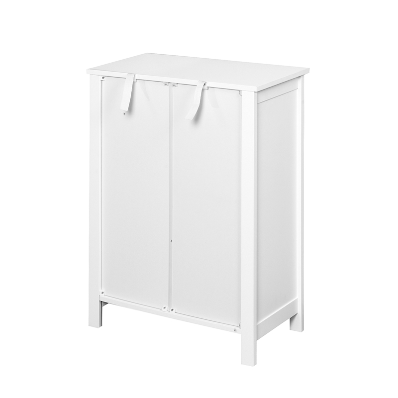 CRO Decor Bathroom Floor Storage Cabinet with Double Door Adjustable Shelf White