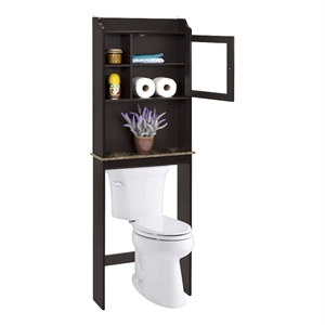 CRO Decor Over The Toilet Space Saver Organization Wood Storage Cabinet Espresso
