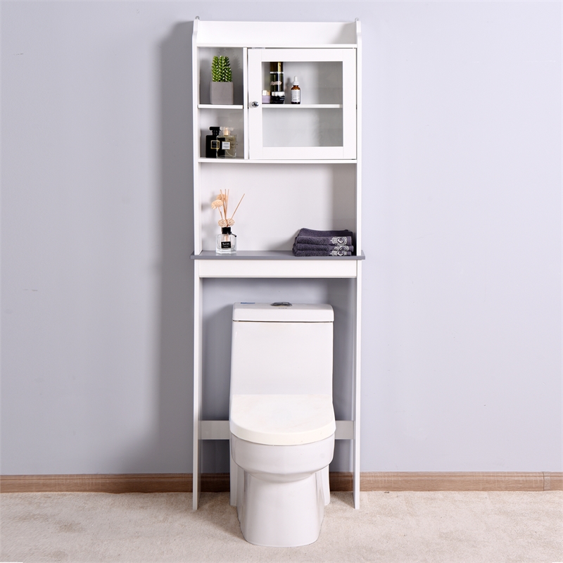 CRO Decor Over The Toilet Space Saver Organization Wood Storage Cabinet White