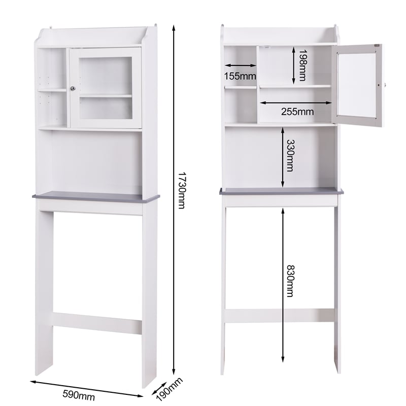 CRO Decor Over The Toilet Space Saver Organization Wood Storage Cabinet White