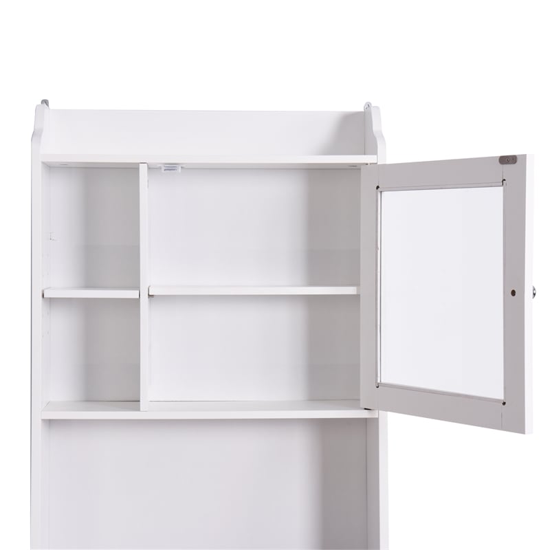 CRO Decor Over The Toilet Space Saver Organization Wood Storage Cabinet White