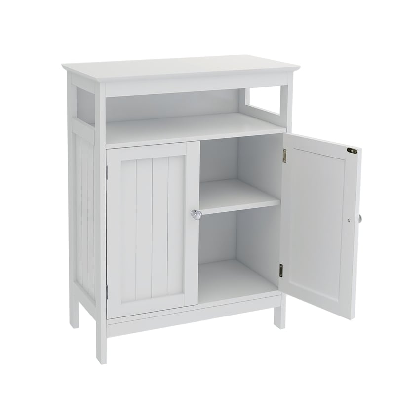 CRO Decor Bathroom Standing Storage with Double Shutter Doors Cabinet-White