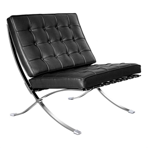 CRO Decor 29.53'' Wide Genuine Leather Foldable Accent Lounge Chair (Black)