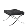 CRO Decor Genuine Leather Cowhide Tufted Accent Lounge Chair With Ottoman(Black)