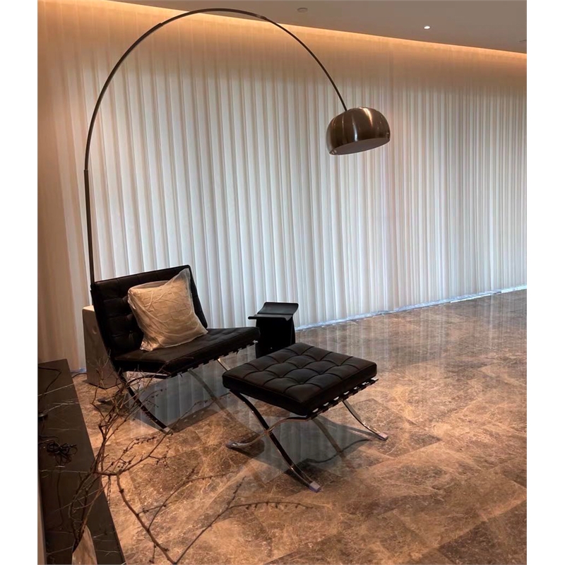 CRO Decor Genuine Leather Cowhide Tufted Accent Lounge Chair With Ottoman(Black)