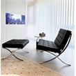 CRO Decor Genuine Leather Cowhide Tufted Accent Lounge Chair With Ottoman(Black)