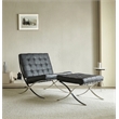 CRO Decor Genuine Leather Cowhide Tufted Accent Lounge Chair With Ottoman(Black)