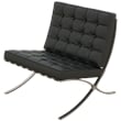 CRO Decor Genuine Leather Cowhide Tufted Accent Lounge Chair With Ottoman(Black)