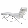 CRO Decor Genuine Leather Cowhide Tufted Accent Lounge Chair With Ottoman(White)
