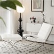 CRO Decor Genuine Leather Cowhide Tufted Accent Lounge Chair With Ottoman(White)
