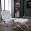 CRO Decor Genuine Leather Cowhide Tufted Accent Lounge Chair With Ottoman(White)