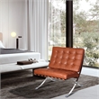 CRO Decor Genuine Leather Cowhide Tufted Accent Lounge Chair With Ottoman(Amber)