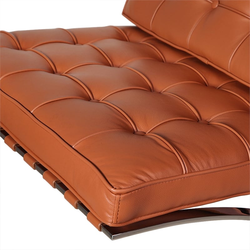 CRO Decor Genuine Leather Cowhide Tufted Accent Lounge Chair With Ottoman(Amber)