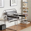 CRO Decor Black recycled Leather Club Steel Frame Armchair (Saddle Leather)