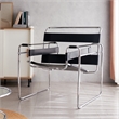 CRO Decor Black recycled Leather Club Steel Frame Armchair (Saddle Leather)