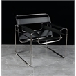 CRO Decor Black recycled Leather Club Steel Frame Armchair (Saddle Leather)