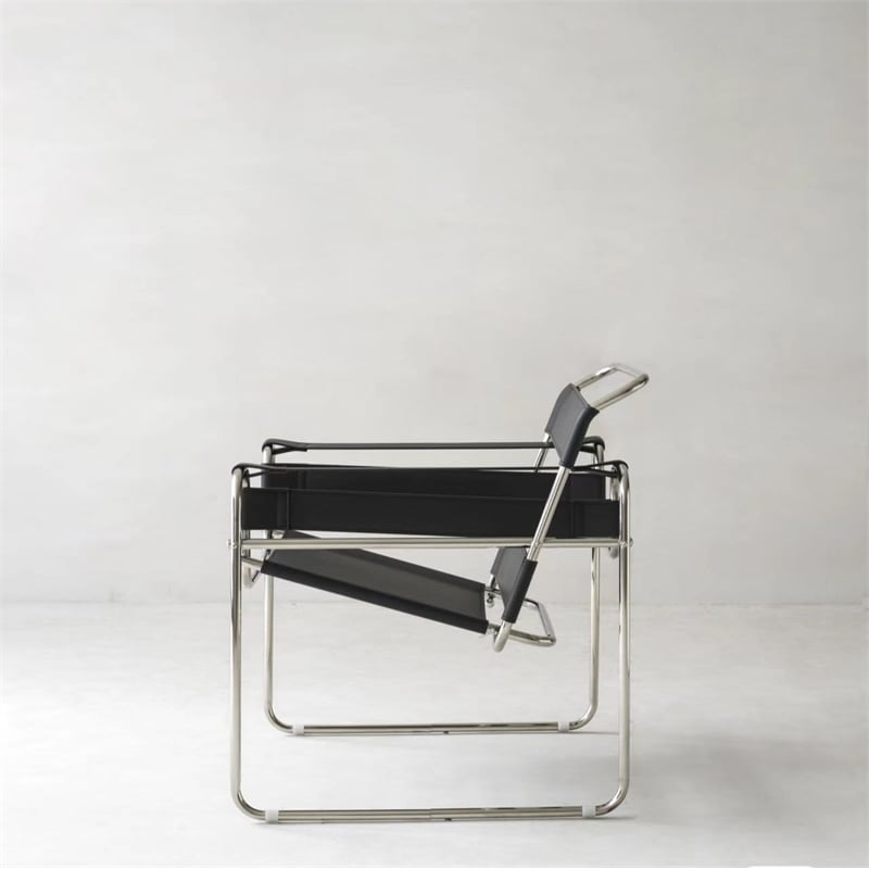CRO Decor Black recycled Leather Club Steel Frame Armchair (Saddle Leather)
