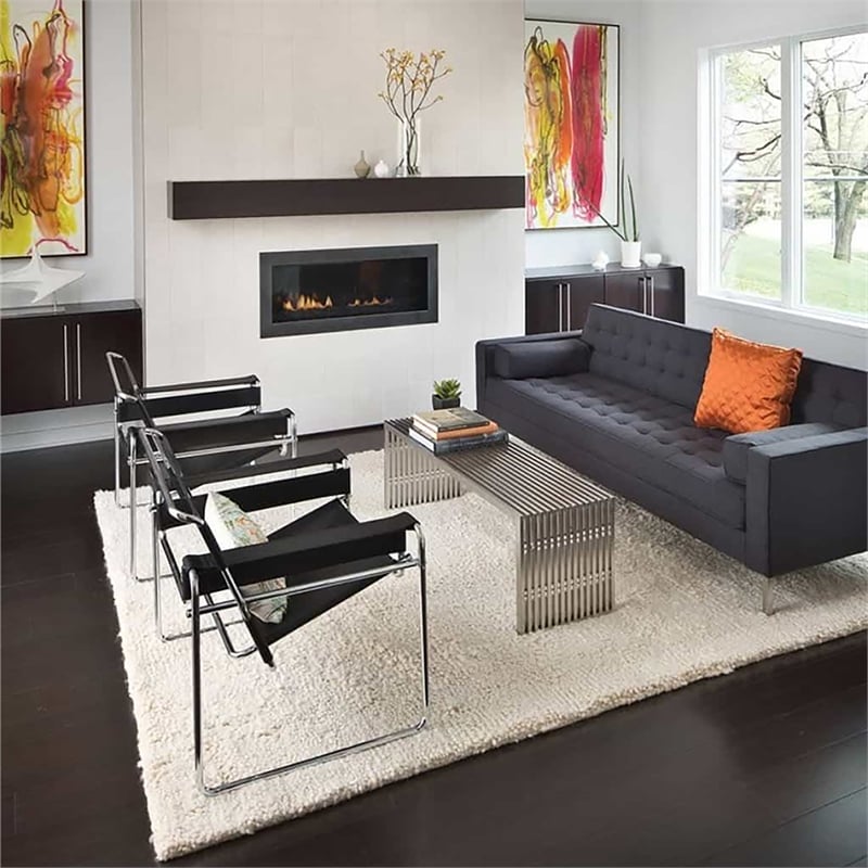 CRO Decor Black recycled Leather Club Steel Frame Armchair (Saddle Leather)