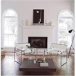 CRO Decor White recycled Leather Club Steel Frame Accent Chairs (Saddle Leather)