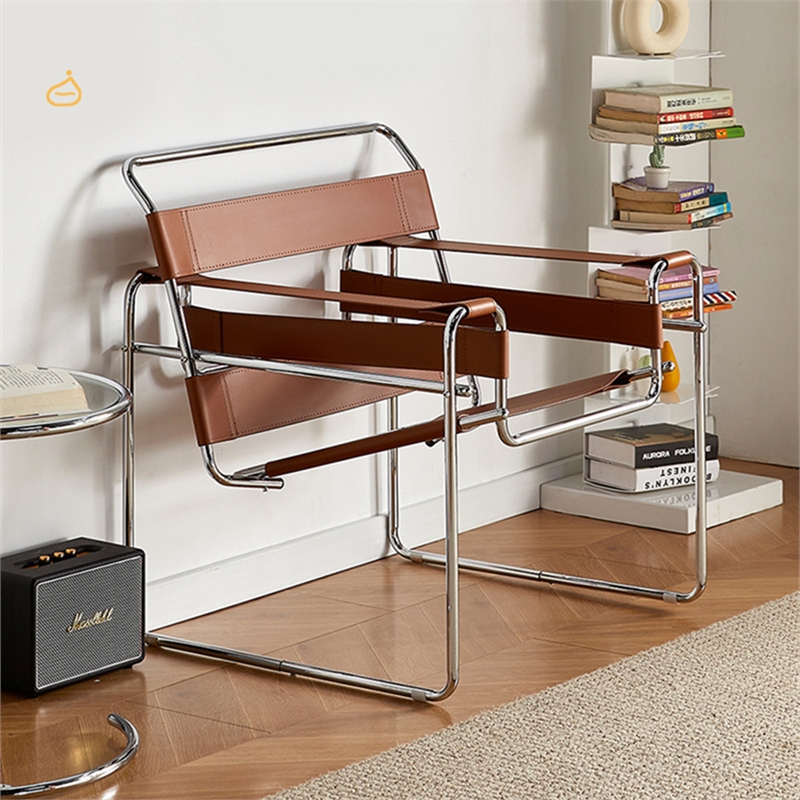 CRO Decor Amber recycled leather Club Steel Frame Armchair (Saddle Leather)