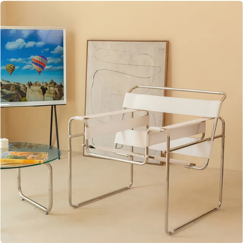 CRO Decor White recycled Leather Club Steel Frame Accent Chairs (Saddle Leather)