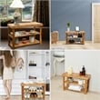 CRO Decor Acacia Wood Shoe Rack Bench Strong Weight Bearing Natural Color