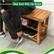 CRO Decor Acacia Wood Shoe Rack Bench Strong Weight Bearing Natural Color
