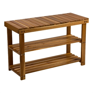 cro decor acacia wood shoe rack bench strong weight bearing natural color
