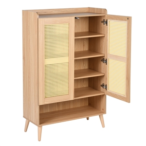 cro decor 49.2' tall 2 - door accent cabinet oak wood storage cabinet
