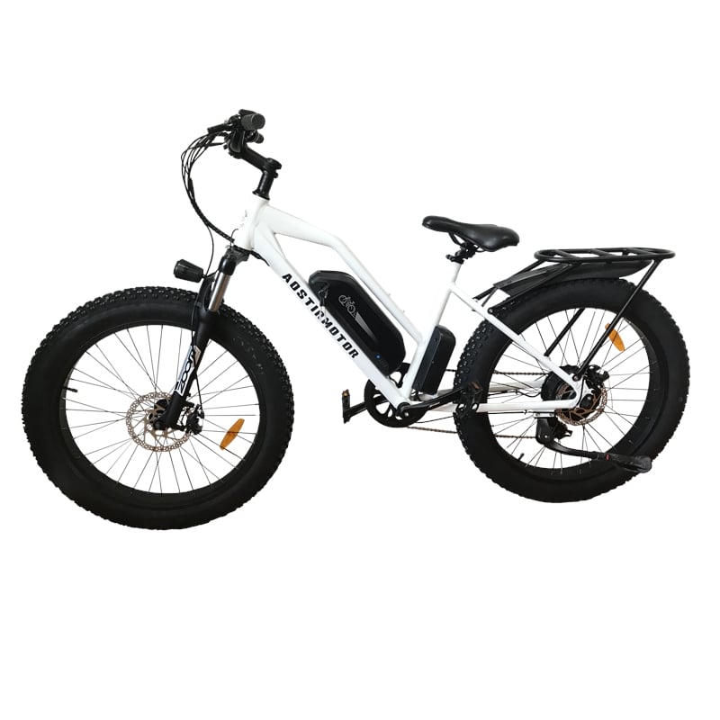Camouflage Electric Bike Fat Tire Removable Lithium Battery  with Fender(White)
