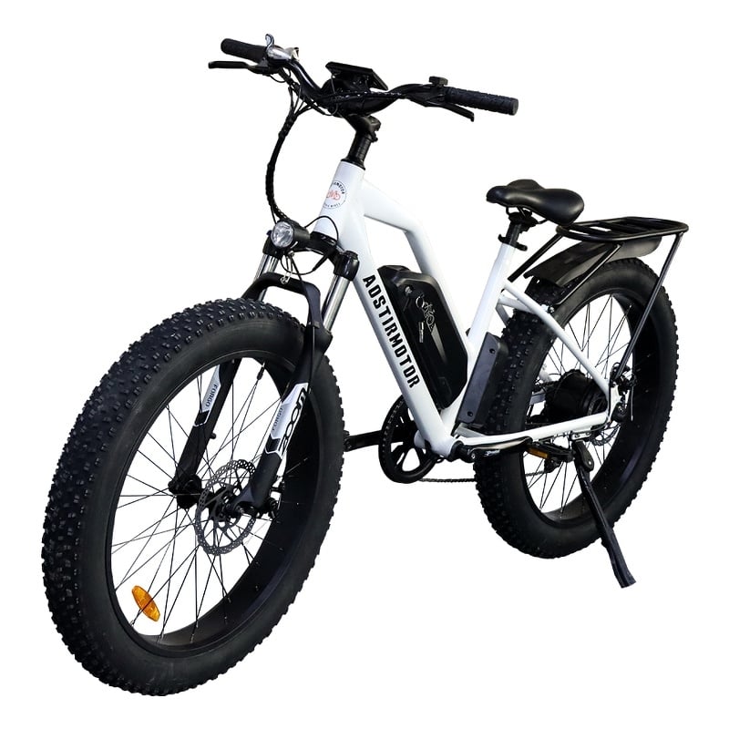 Camouflage Electric Bike Fat Tire Removable Lithium Battery  with Fender(White)