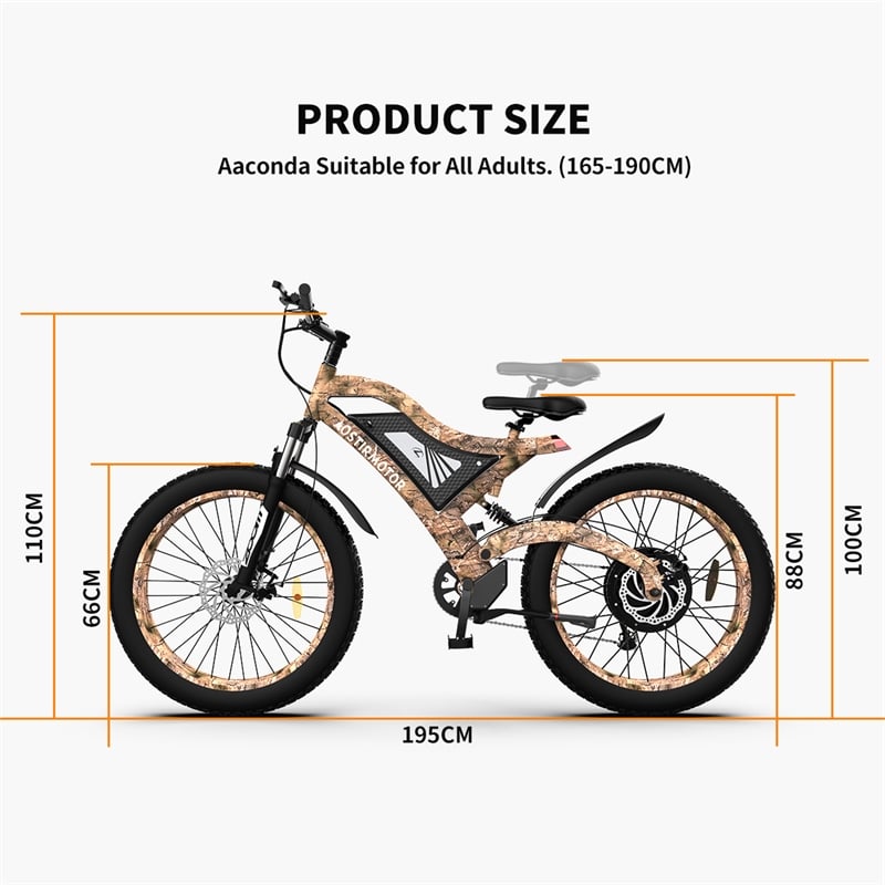 1500W Electric Bike Fat Tire 48V 15AH Removable Lithium Battery Mountain Bicycle