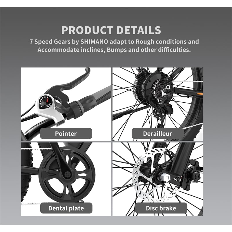 500W Electric Bike Fat Tire P7 36V 12.5AH Removable Lithium Battery for Adults