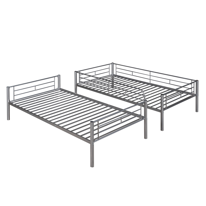 CRO Decor Twin Over Twin Size Metal Bunk Bed (Silver)