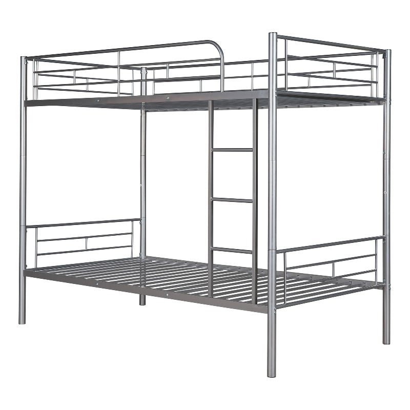 CRO Decor Twin Over Twin Size Metal Bunk Bed (Silver)