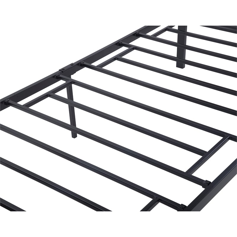 CRO Decor Metal and Wood Bed Frame with Headboard and FootboardTwin Size -Black