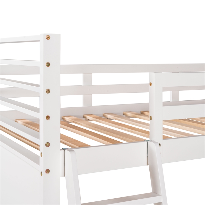 CRO Decor Twin over Twin Wood Bunk Bed with Two Drawers (White)