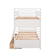 CRO Decor Twin over Twin Wood Bunk Bed with Two Drawers (White)